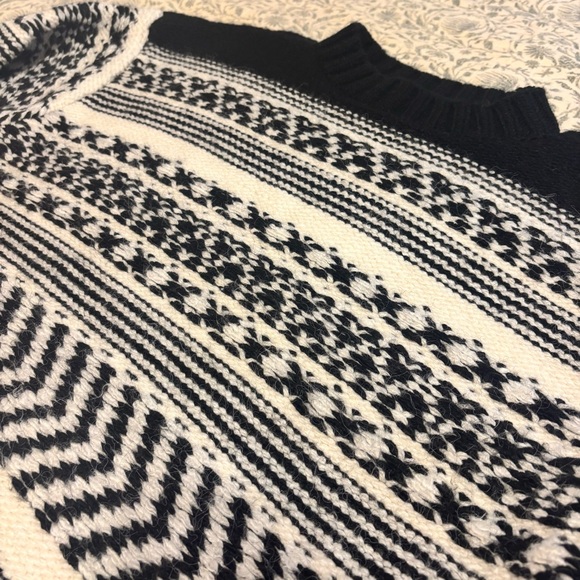 Mango Black and Cream Patterned Turtleneck Sweater - Picture 3 of 7